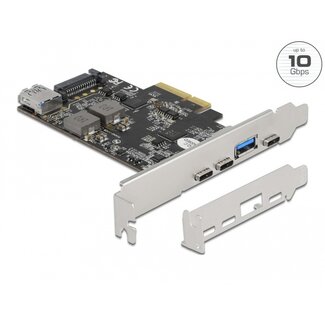 DeLOCK Delock PCI Express x4 Card to 3 x USB Type-C™ + 2 x USB Type-A - SuperSpeed USB 10 Gbps - Low Profile Form Factor