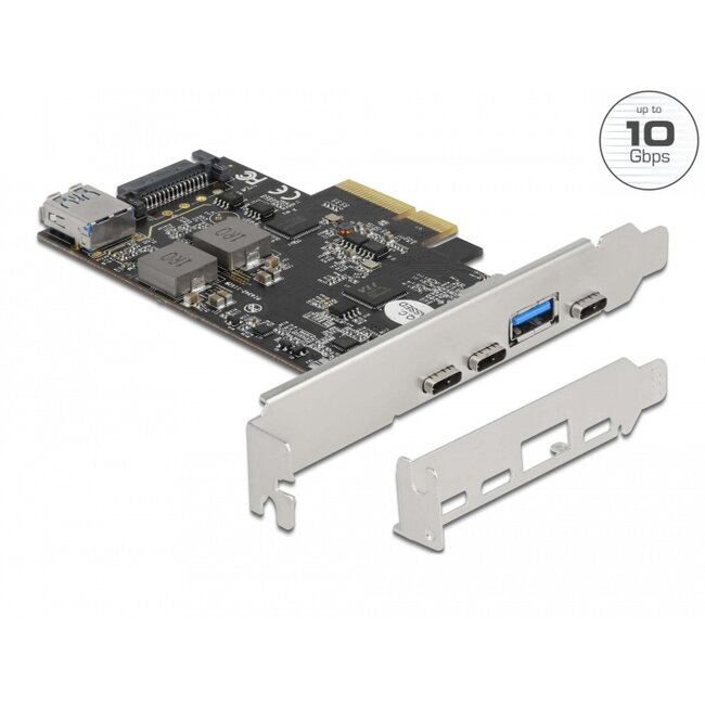 Delock PCI Express x4 Card to 3 x USB Type-C™ + 2 x USB Type-A - SuperSpeed USB 10 Gbps - Low Profile Form Factor