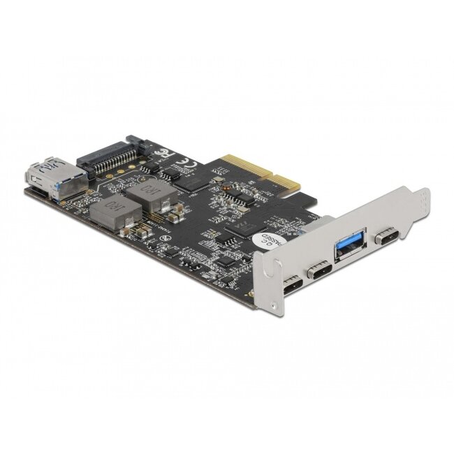 Delock PCI Express x4 Card to 3 x USB Type-C™ + 2 x USB Type-A - SuperSpeed USB 10 Gbps - Low Profile Form Factor