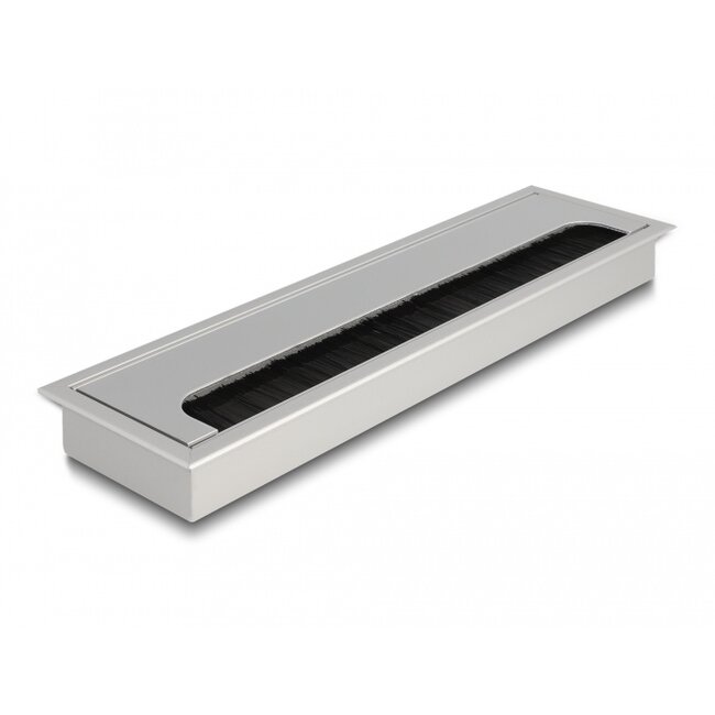 Delock Cable grommet for table mounting with brush 280 x 80 x 28 mm silver
