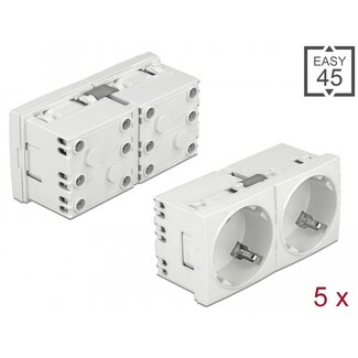 DeLOCK Delock Easy 45 Grounded Power Socket with a 45° arrangement 2-way extendable 45 x 45 mm 5 pieces