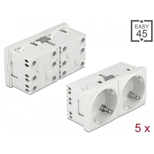 Delock Easy 45 Grounded Power Socket with a 45° arrangement 2-way extendable 45 x 45 mm 5 pieces