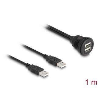 DeLOCK Delock USB 2.0 Cable 2 x USB Type-A male to 2 x USB Type-A female for built-in 1 m black