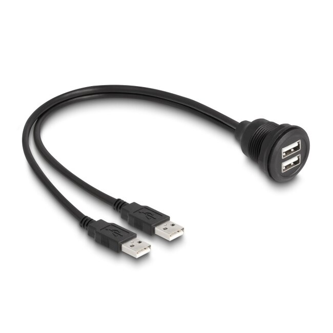 Delock USB 2.0 Cable 2 x USB Type-A male to 2 x USB Type-A female for built-in 1 m black