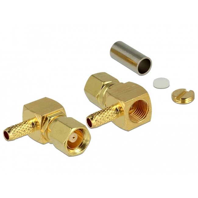 Delock SMC plug 90° angled for crimping RG-174 / RG-316