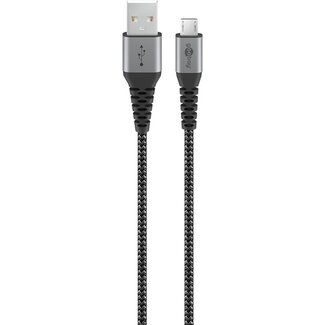 Goobay Goobay Micro-USB to USB-A Textile Cable with Metal Plugs (Space Grey/Silver), 1 m