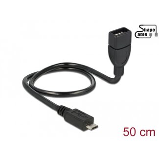 DeLOCK Delock Cable USB 2.0 Micro-B male > USB 2.0 Type-A female OTG ShapeCable 0.50 m