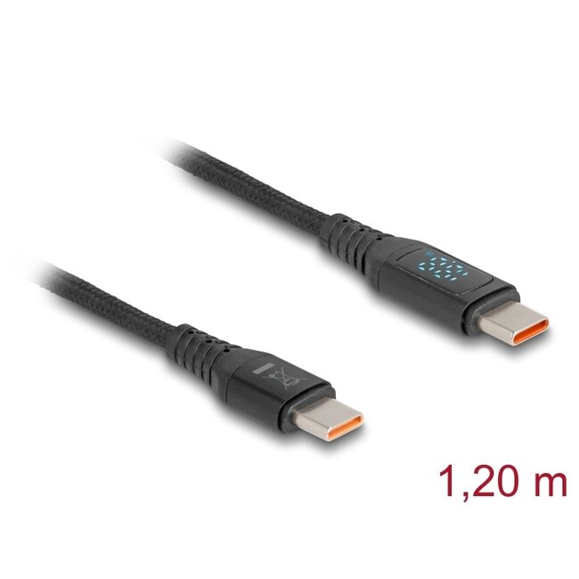 Delock USB 2.0 Fast Charging Cable USB Type-C™ male to male PD 3.1 140 W with power indication 1.20 m