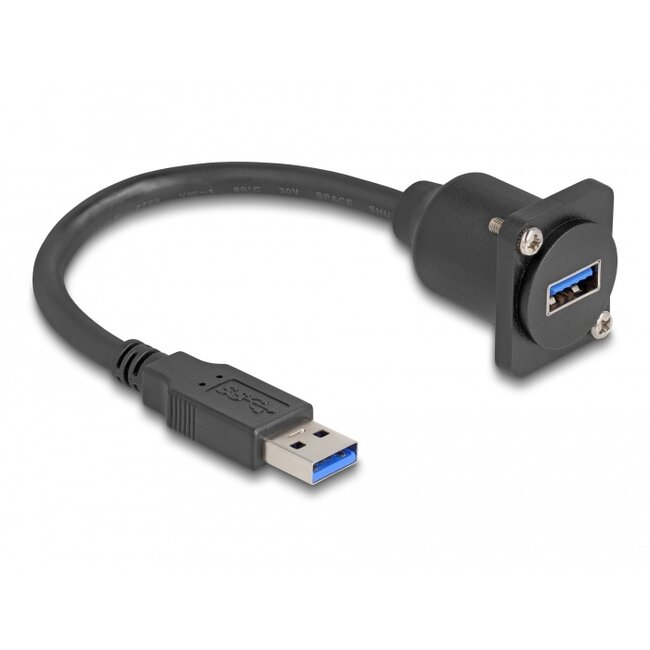 Delock D-Type USB 5 Gbps Cable Type-A male to Type-A female black 20 cm