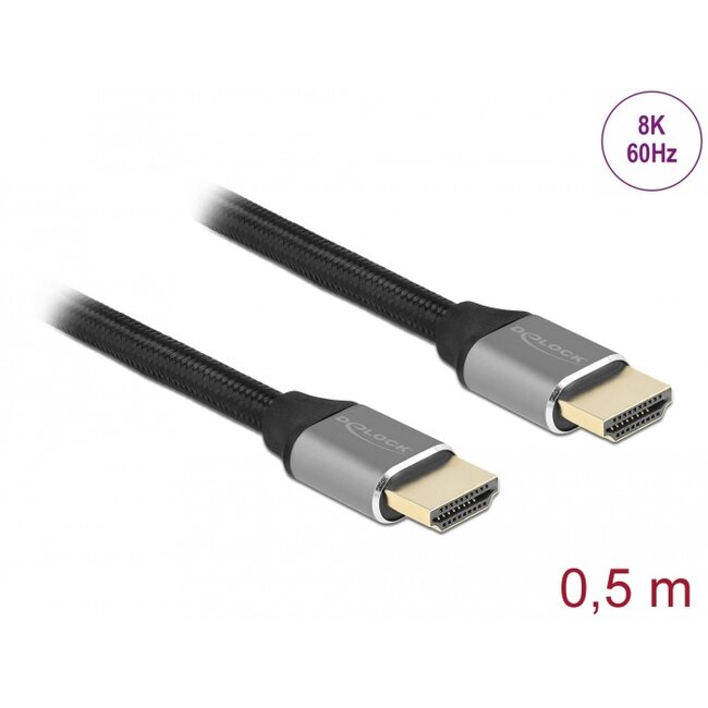 Delock Ultra High Speed HDMI Cable 48 Gbps 8K 60 Hz grey 0.5 m certified