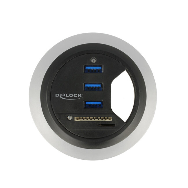 Delock In-Desk Hub 3 Port USB 3.0 + 2 Slot SD Card Reader