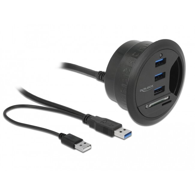 Delock In-Desk Hub 3 Port USB 3.0 + 2 Slot SD Card Reader