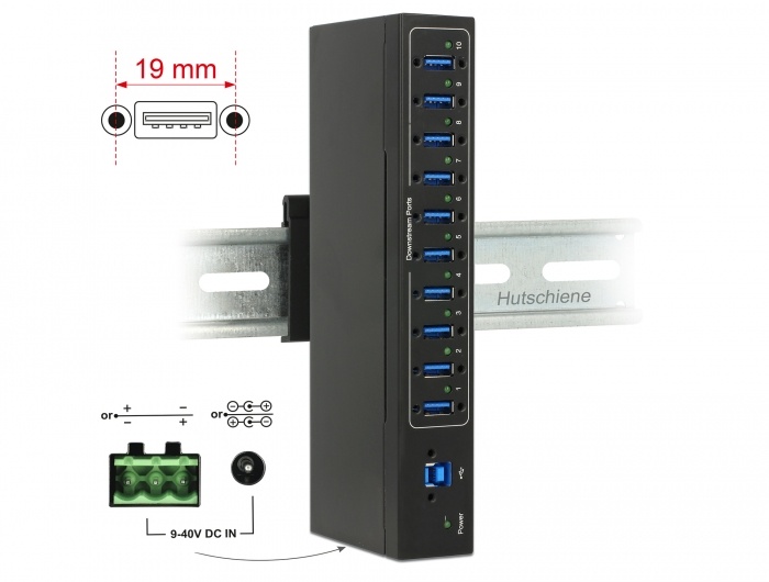 DeLOCK 63919. Hostinterface: USB 3.2 Gen 1 (3.1 Gen 1) Micro-B, Hub-interfaces: USB 3.2 Gen 1 (3.1 Gen 1) Type-A. Overdrachtssnelheid: 5000 Mbit/s, Kleur van het product: Zwart, Ma