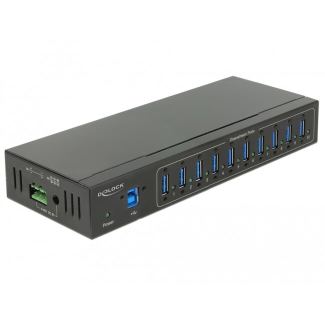 Delock External Industry Hub 10 x USB 3.0 Type-A with 20 kV ESD protection