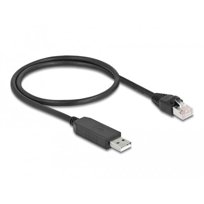 Delock Serial Connection Cable with FTDI chipset, USB 2.0 Type-A male to RS-232 RJ45 male 50 cm black