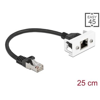 DeLOCK Delock Network Extension Cable for Easy 45 Module S/FTP RJ45 plug to RJ45 jack Cat.6A 25 cm black