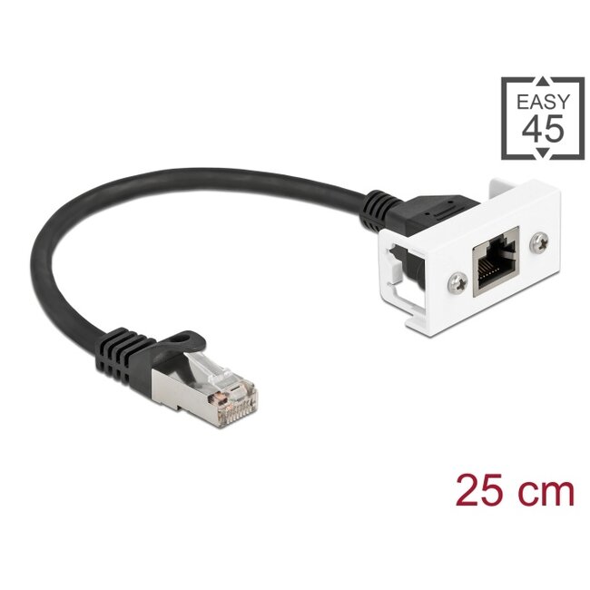 Delock Network Extension Cable for Easy 45 Module S/FTP RJ45 plug to RJ45 jack Cat.6A 25 cm black