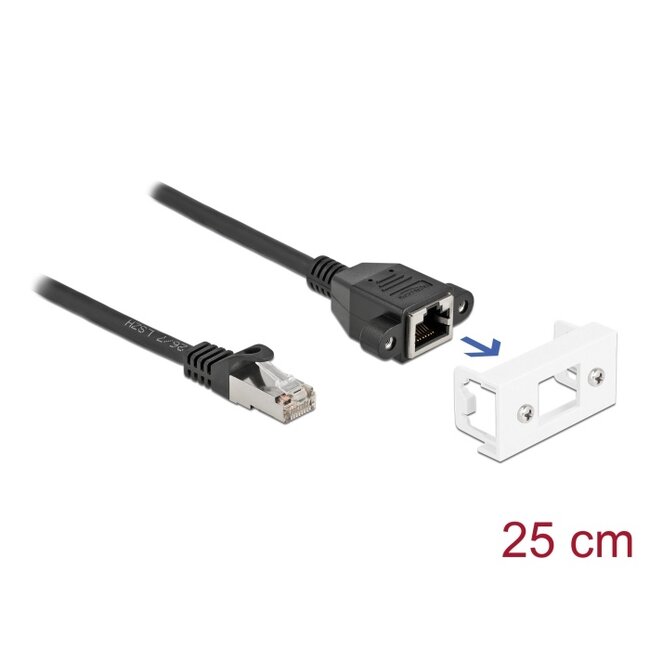 Delock Network Extension Cable for Easy 45 Module S/FTP RJ45 plug to RJ45 jack Cat.6A 25 cm black