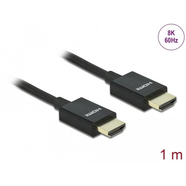 Delock Coaxial High Speed HDMI Cable 48 Gbps 8K 60 Hz black 1 m
