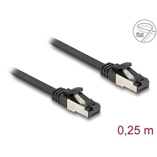 DeLOCK Delock RJ45 Flat Patch Cable plug to plug Cat.8.1 flexible 0.25 m black