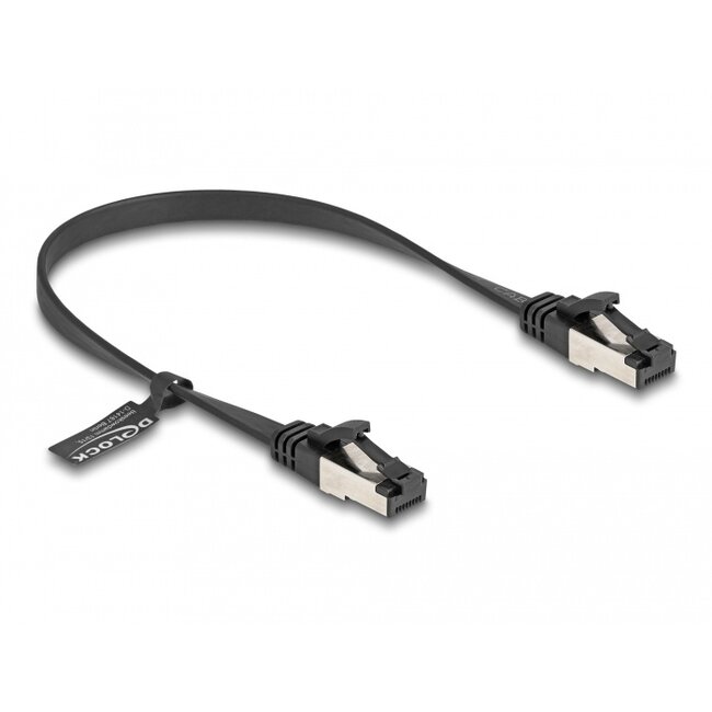 Delock RJ45 Flat Patch Cable plug to plug Cat.8.1 flexible 0.25 m black