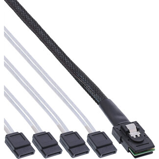 InLine® InLine® SAS connector kabel, Mini SAS SFF8087 naar 4x SATA, Crossover, OCF, 0,5m