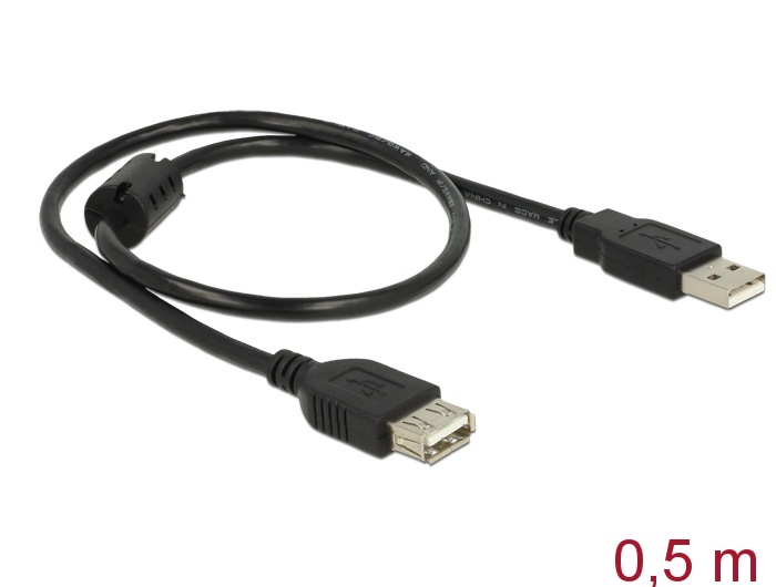 DeLOCK 83401 USB-kabel 0,5 m USB 2.0 USB A Zwart