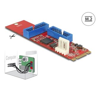 DeLOCK Delock Converter M.2 Key B+M male to 2 x USB 5 Gbps Pin Header