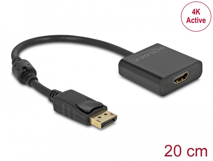 DeLOCK 63585. Snoerlengte: 0,2 m, Aansluiting 1: DisplayPort, Aansluiting 2: HDMI. Aantal per verpakking: 1 stuk(s)