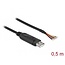 Delock Adapter cable USB 2.0 Type-A to Serial RS-232 with 9 open wires + Shielding 0.5 m