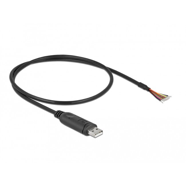 Delock Adapter cable USB 2.0 Type-A to Serial RS-232 with 9 open wires + Shielding 0.5 m