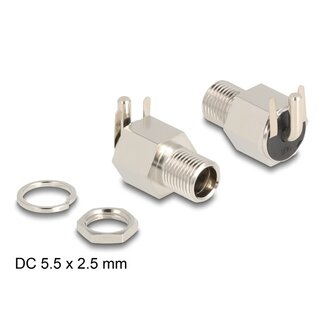 DeLOCK Delock Connector DC 5.5 x 2.5 mm female bulkhead soldering version angled - Hexagon 20 V / 10 A