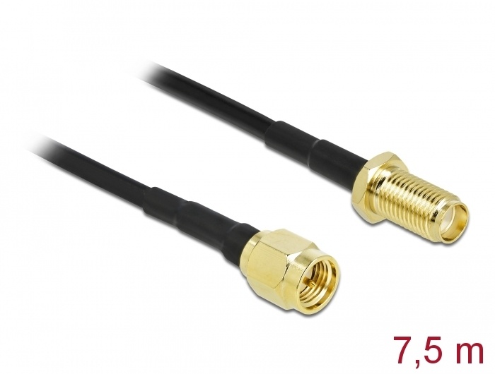 DeLOCK 90448. Lengte snoer: 7,5 m, Aansluiting 1: SMA, Aansluiting 2: SMA. Aantal per verpakking: 1 stuk(s)