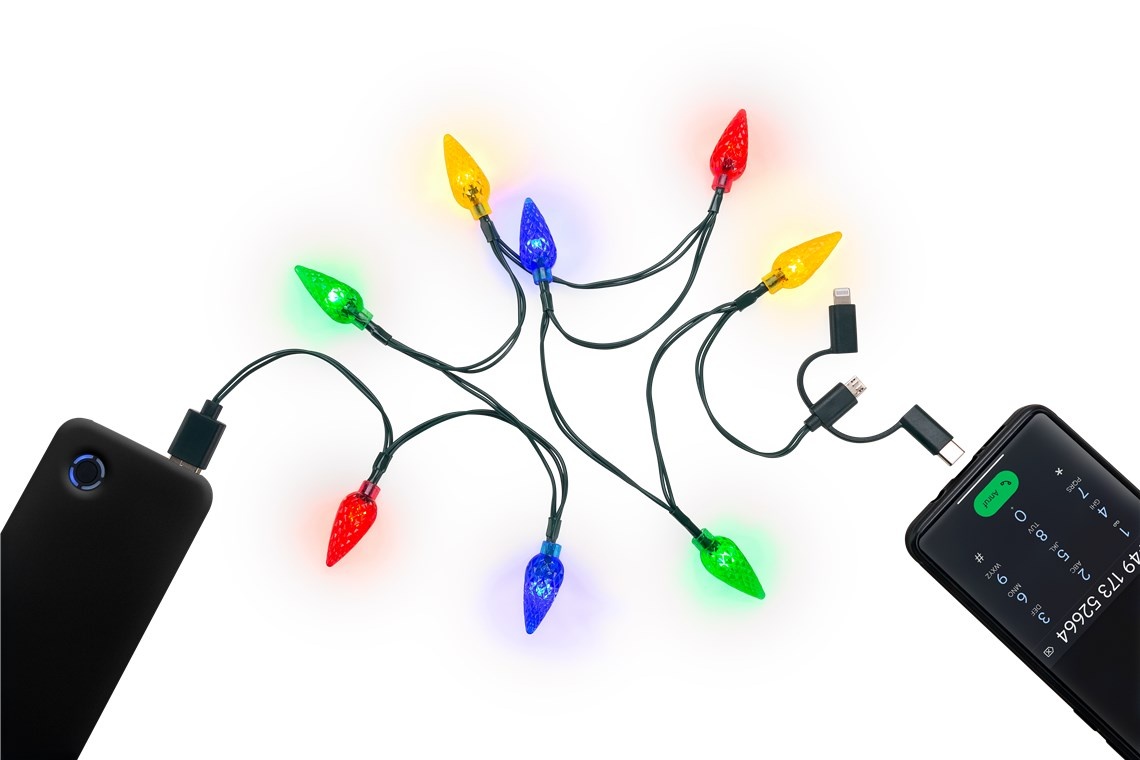 Goobay Oplaadkabel met Kerstverlichting - USB-C, MicroUSB, Lightning