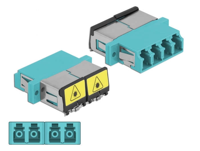 DeLOCK 86905. Aansluiting type: LC/LC, Kleur van het product: Aqua-kleur, Draad modus structuur: Multimode. Breedte: 25,6 mm, Diepte: 29,2 mm, Hoogte: 9,3 mm. Aantal per verpakking