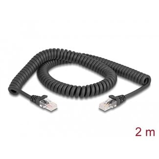 DeLOCK Delock RJ45 Coiled Cable male to male Cat.5e 2 m black