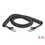 Delock RJ45 Coiled Cable male to male Cat.5e 2 m black