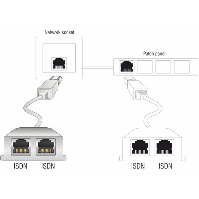 Delock RJ45 Port Doubler 1 x RJ45 plug > 2 x RJ45 jack (2 x ISDN)