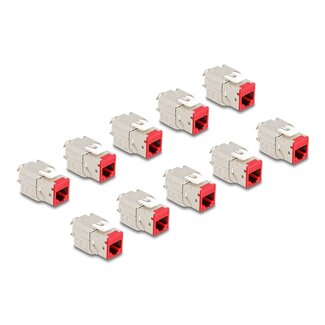 DeLOCK Delock Keystone Modul RJ45 jack to LSA Cat.6A toolfree red set 10 pieces