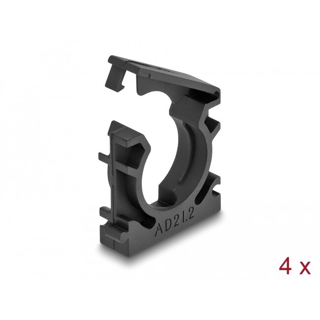 Delock Cable sleeve holder with locking clip 21.2 mm 4 pieces black