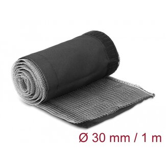 DeLOCK Delock EMI Shielding braided sleeve with hook-and-loop fastener heat resistant 1 m x 30 mm black