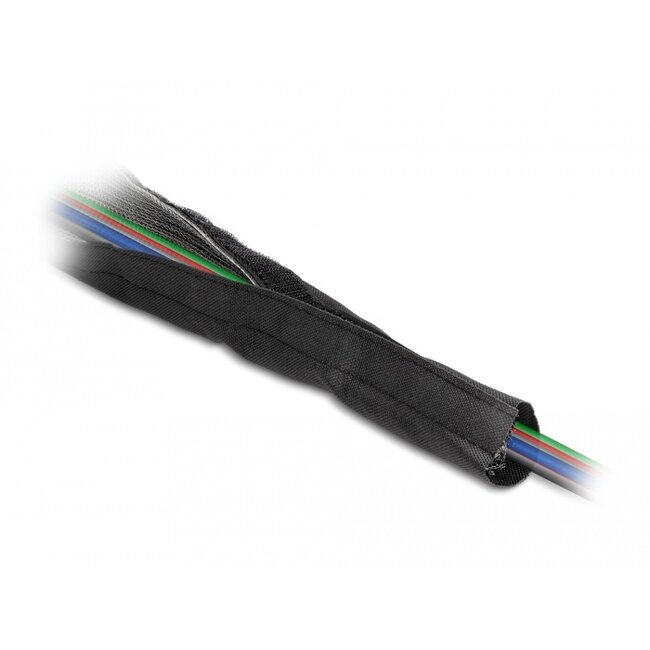 Delock EMI Shielding braided sleeve with hook-and-loop fastener heat resistant 1 m x 30 mm black