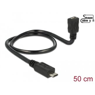 DeLOCK Delock Cable USB 2.0 Micro-B male > USB 2.0 Micro-B female OTG ShapeCable 0.50 m