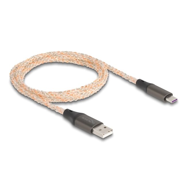 Delock USB 2.0 Cable Type-A to USB Type-C™ with RGB illumination 1 m