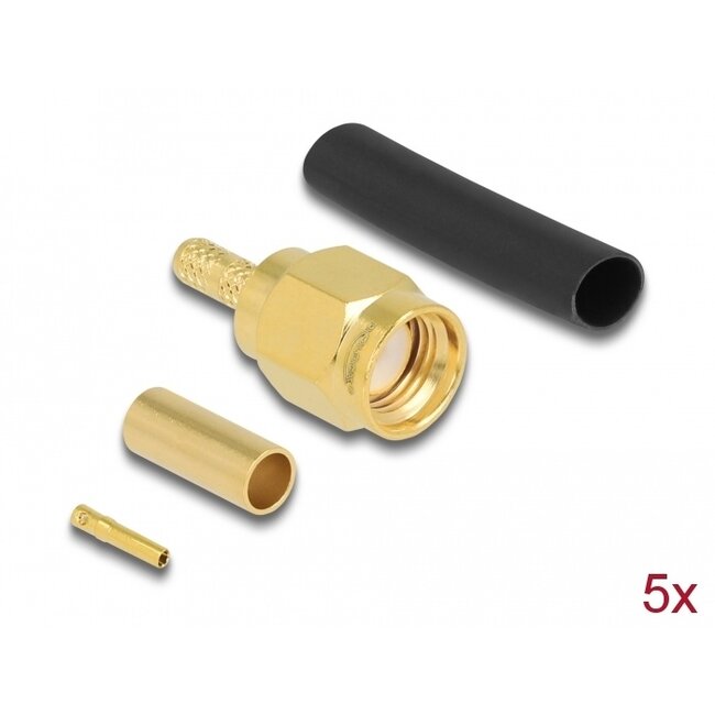 Delock RP-SMA plug for crimping RG-174 / RG-316 with matching shrink tube