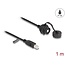 Delock Cable USB 2.0 Type-B male to USB 2.0 Type-B female for installation with bayonet protective cap IP68 dust and waterproof 1 m black