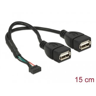 DeLOCK Delock Cable USB 2.0 pin header female 2.00 mm 10 pin > 2 x USB 2.0 Type-A female 20 cm