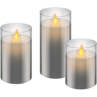 Goobay Goobay Set of 3 LED Real Wax Candles in Glass