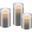 Goobay Set of 3 LED Real Wax Candles in Glass