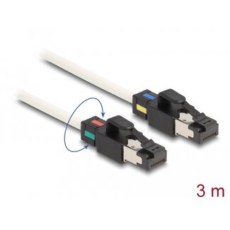 DeLOCK Delock Network Cable RJ45 plug to plug Cat.6A S/FTP with rotatable colour clips 3 m white